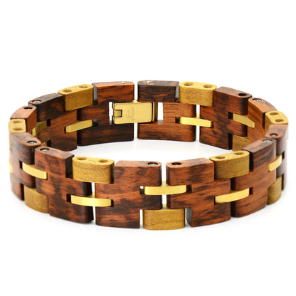 Wooden Bracelets for Men Stainless Steel Link Chain Jewelry