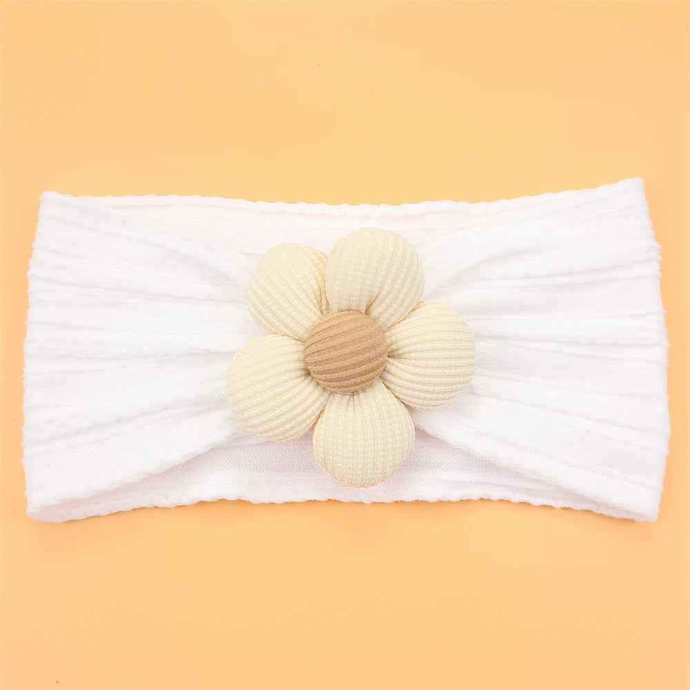 Newborn Baby Flower Nylon Headband For Girls Turban Style Hair Accessories