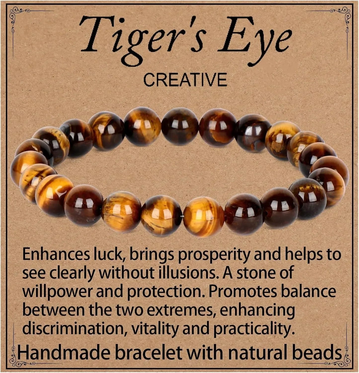 Tiger Eye Elastic Bracelet Handmade Natural Gemstone Jewelry Gift For Women