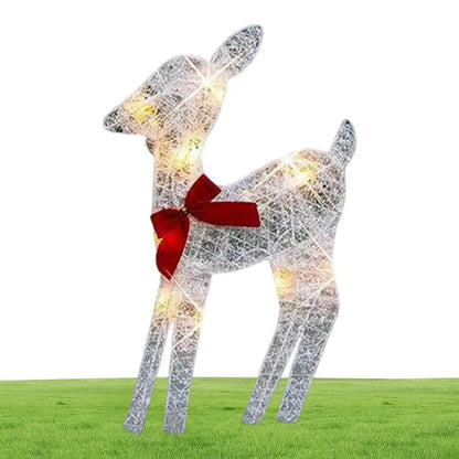 Led Light Iron Art Elk Deer Lighted Christmas Glow Reindeer Xmas Garden Decor