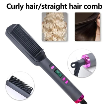 Hair Straightener Brush Electric Hot Comb For Dry And Wet Hair Curly Styling