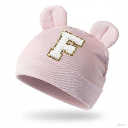 Children Warm Knitted Hat Baby Pink Lettered Unisex Soft Indoor Outdoor