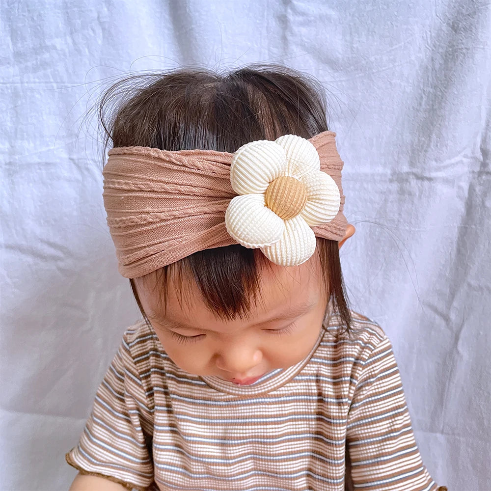 Newborn Baby Flower Nylon Headband For Girls Turban Style Hair Accessories
