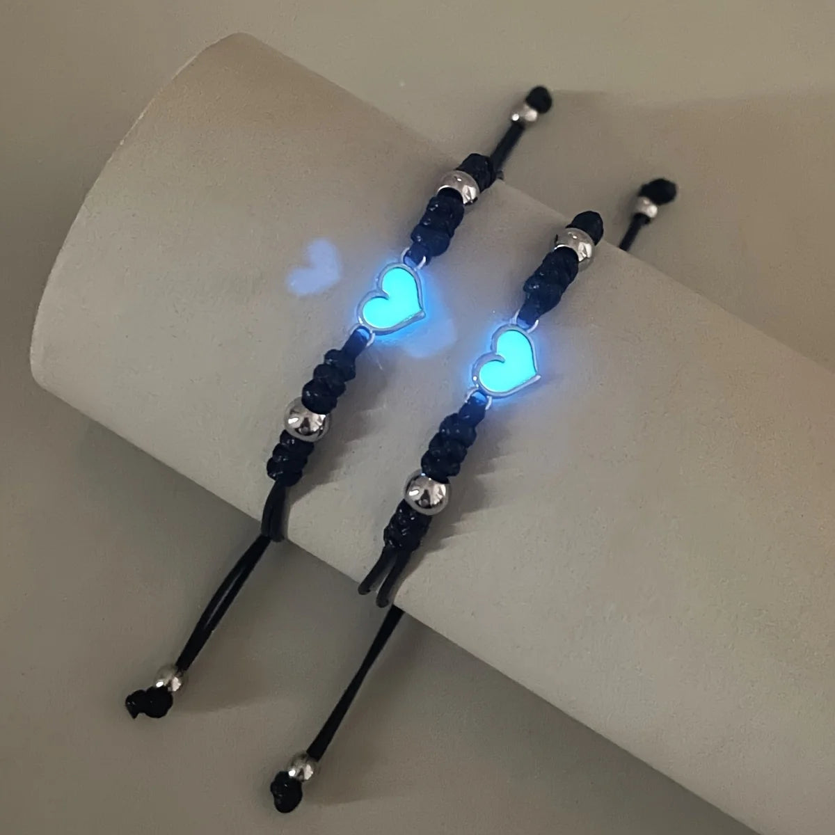 Luminous Small Love Couple Bracelet 2 Handwoven Heart Rope