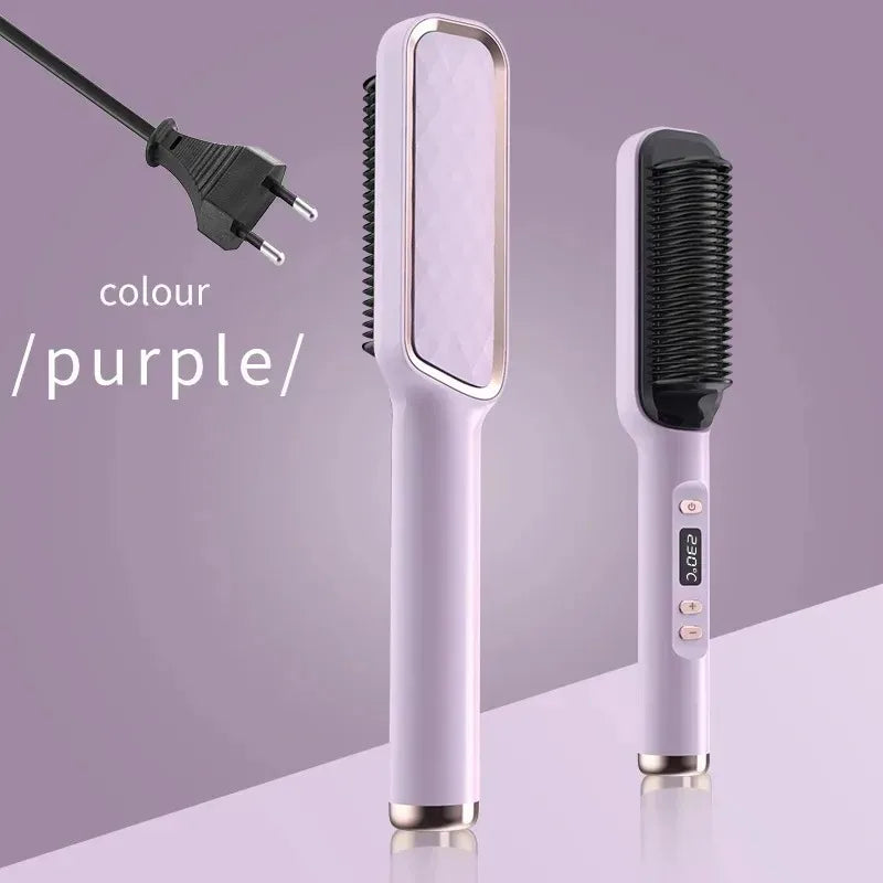 Hair Straightener Brush Electric Hot Comb For Dry And Wet Hair Curly Styling