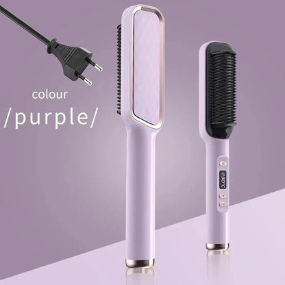 Hair Straightener Brush Electric Hot Comb For Dry And Wet Hair Curly Styling