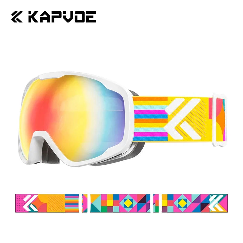 Kapvoe Child Snow Goggles UV400 Anti Fog Lenses Ski Snowboard Glasses