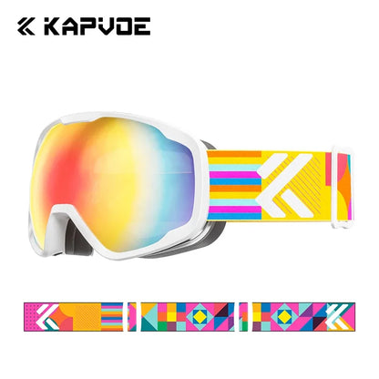 Kapvoe Child Snow Goggles UV400 Anti Fog Lenses Ski Snowboard Glasses