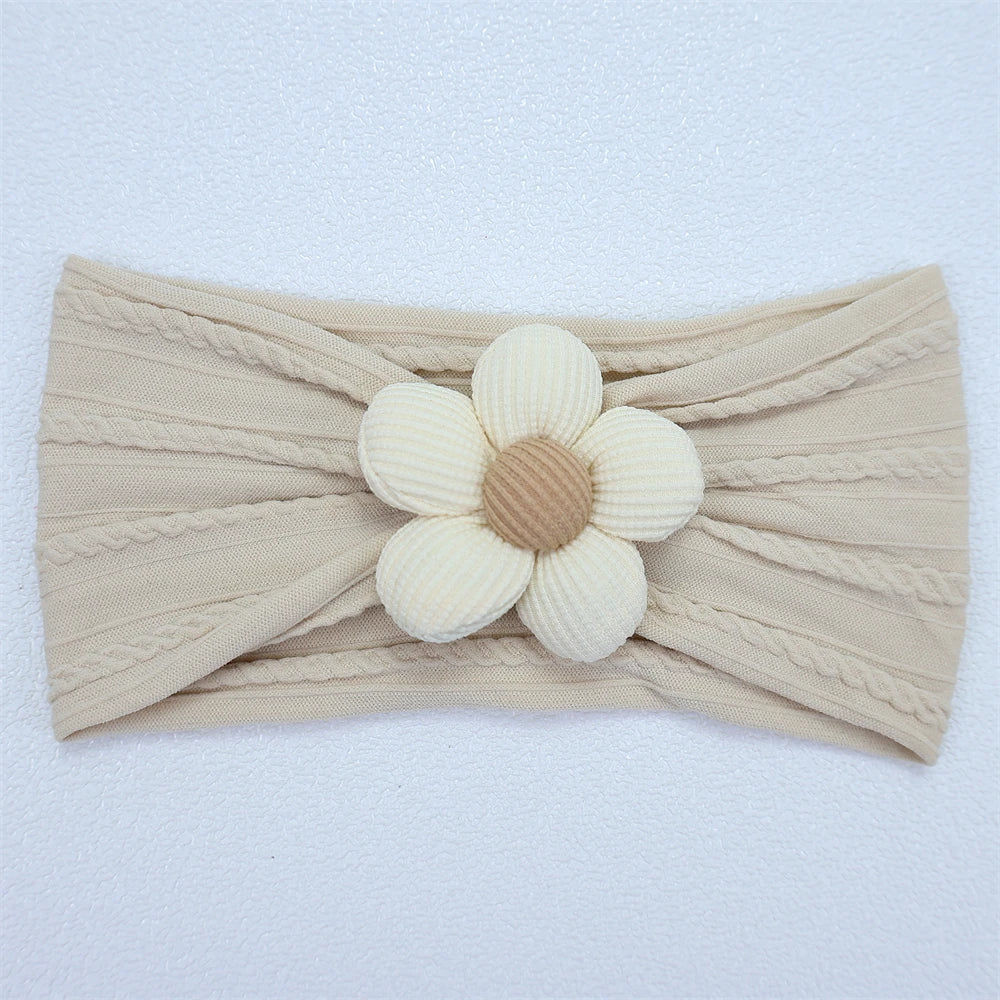 Newborn Baby Flower Nylon Headband For Girls Turban Style Hair Accessories