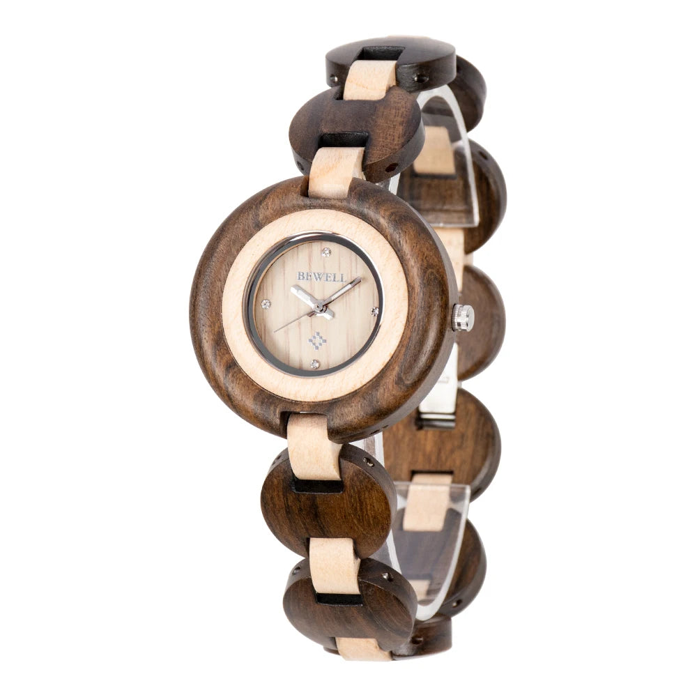 Natural Wooden Women Watch Handmade Quartz Wood Wristwatch