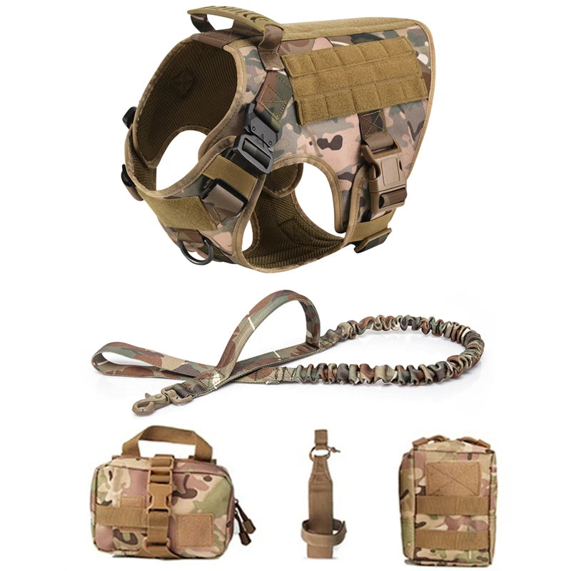 Military Tactical Dog Harness Vest And Leash Set For All Breeds Training