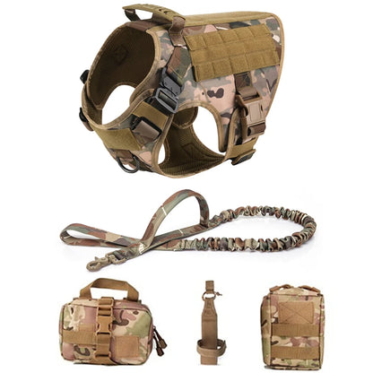 Military Tactical Dog Harness Vest And Leash Set For All Breeds Training
