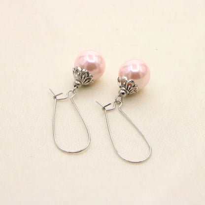 12mm Pink Pearl Jewelry Set For Women Necklace Bracelet Earrings Fashion Gift Sets For Mothers Day Anniversary Christmas