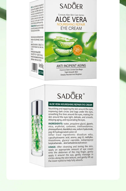 SADOER Aloe Vera Eye Cream For Dark Circles And Puffiness Moisturizing