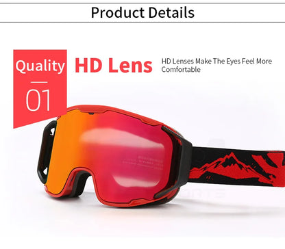 JSJM Double Layer Anti Fog Ski Goggles UV400 Protection for Snowboard Snowmobile