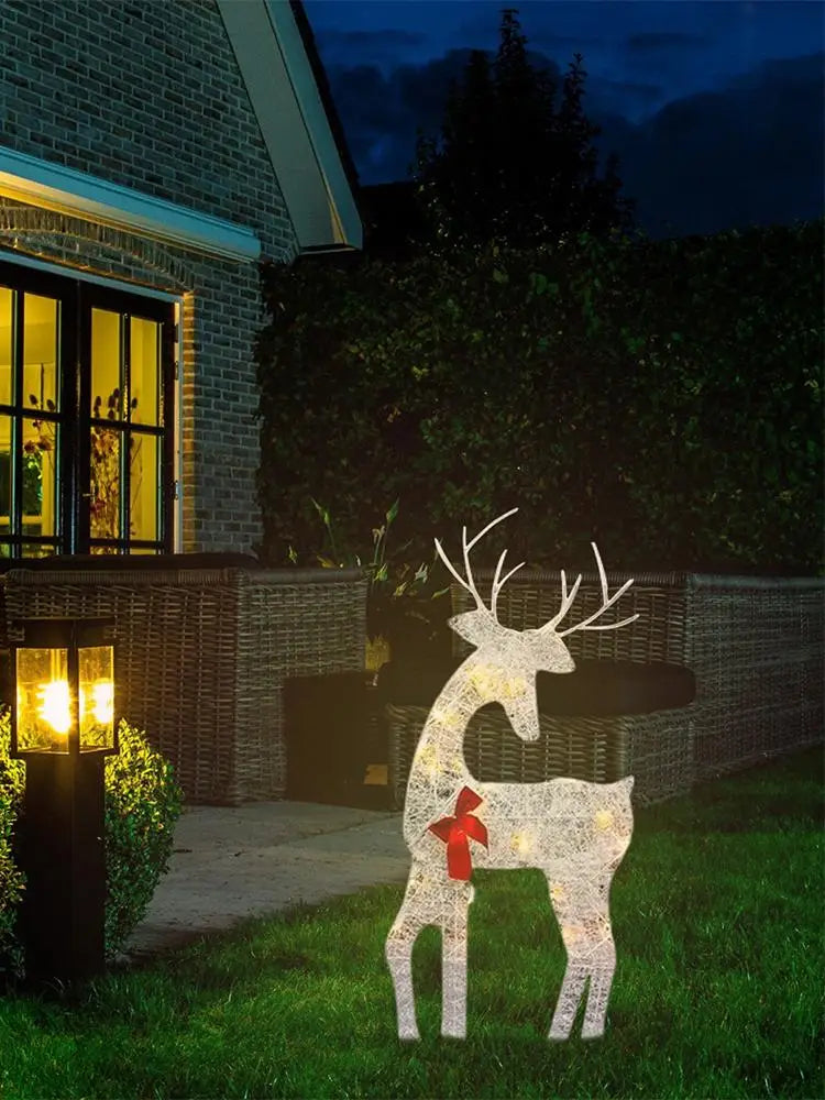 Led Light Iron Art Elk Deer Lighted Christmas Glow Reindeer Xmas Garden Decor