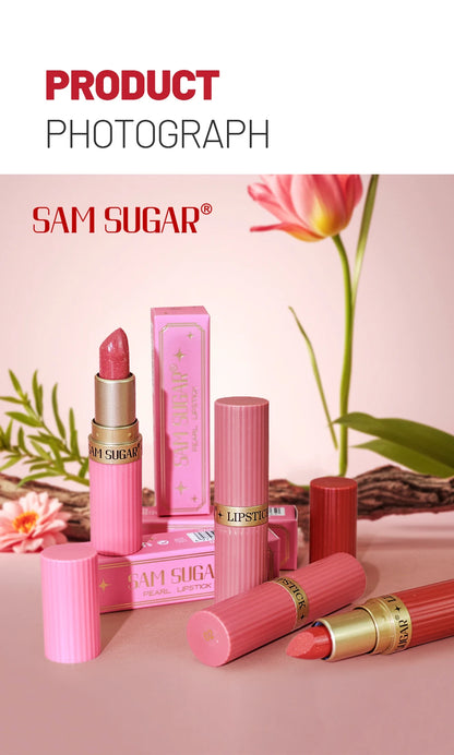 Pearlescent Pink Glitter Velvet Lipstick Waterproof Long Lasting Matte Lip Color