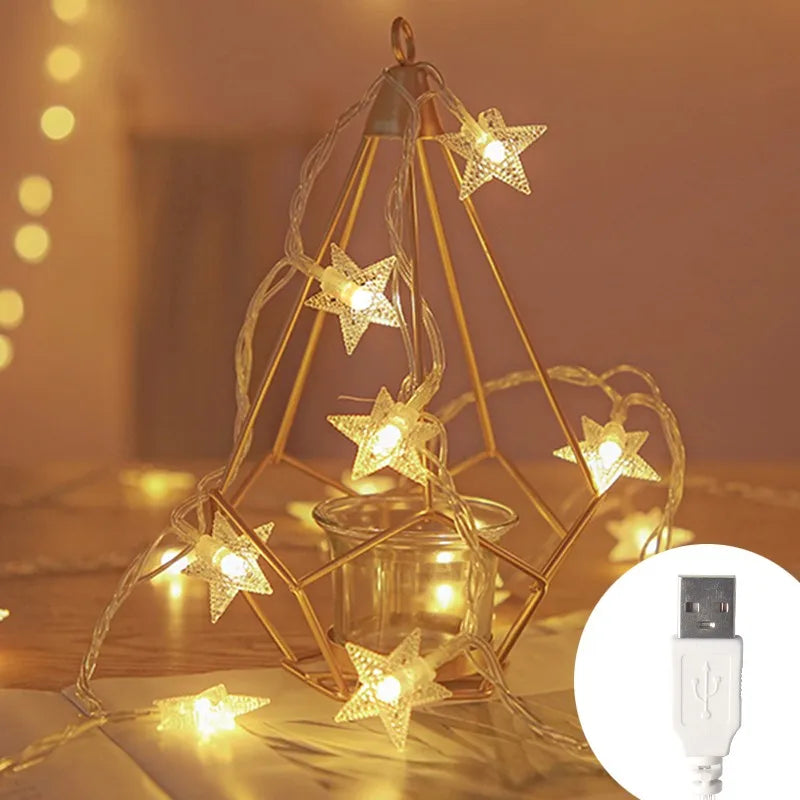 LED String Lights Outdoor Star Chain Lights Fairy Lights Christmas Decor