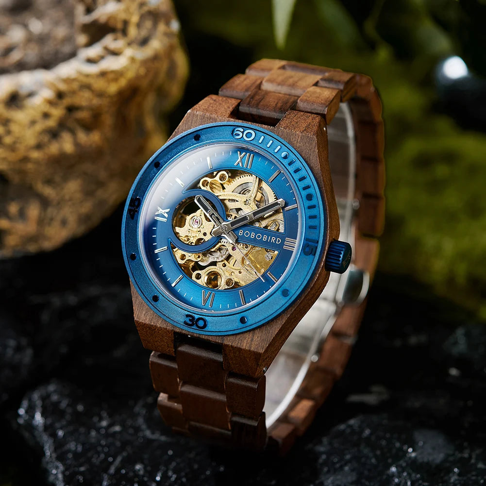 Bobo Bird Mechanical Wooden Wristwatch For Men Luxury Gift