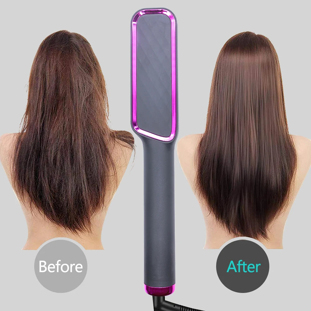 Hair Straightener Brush Electric Hot Comb For Dry And Wet Hair Curly Styling