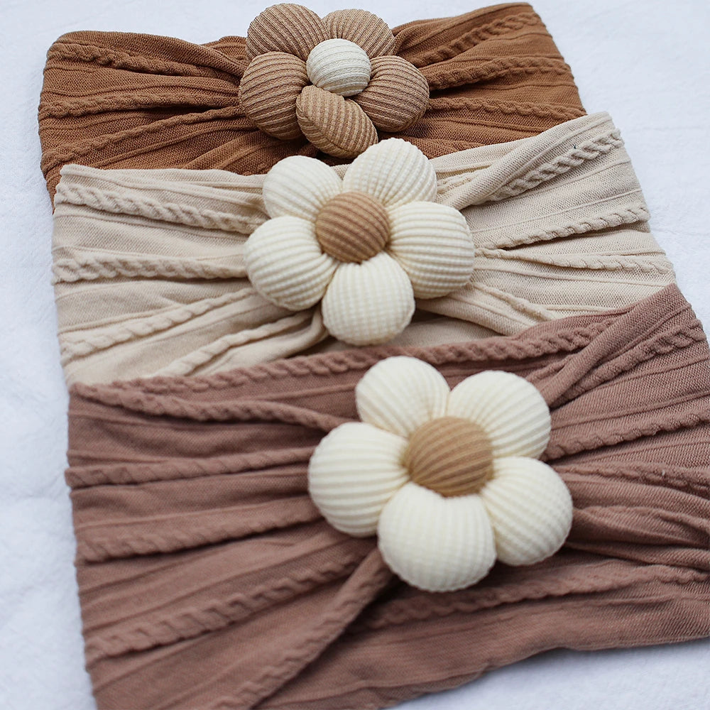 Newborn Baby Flower Nylon Headband For Girls Turban Style Hair Accessories