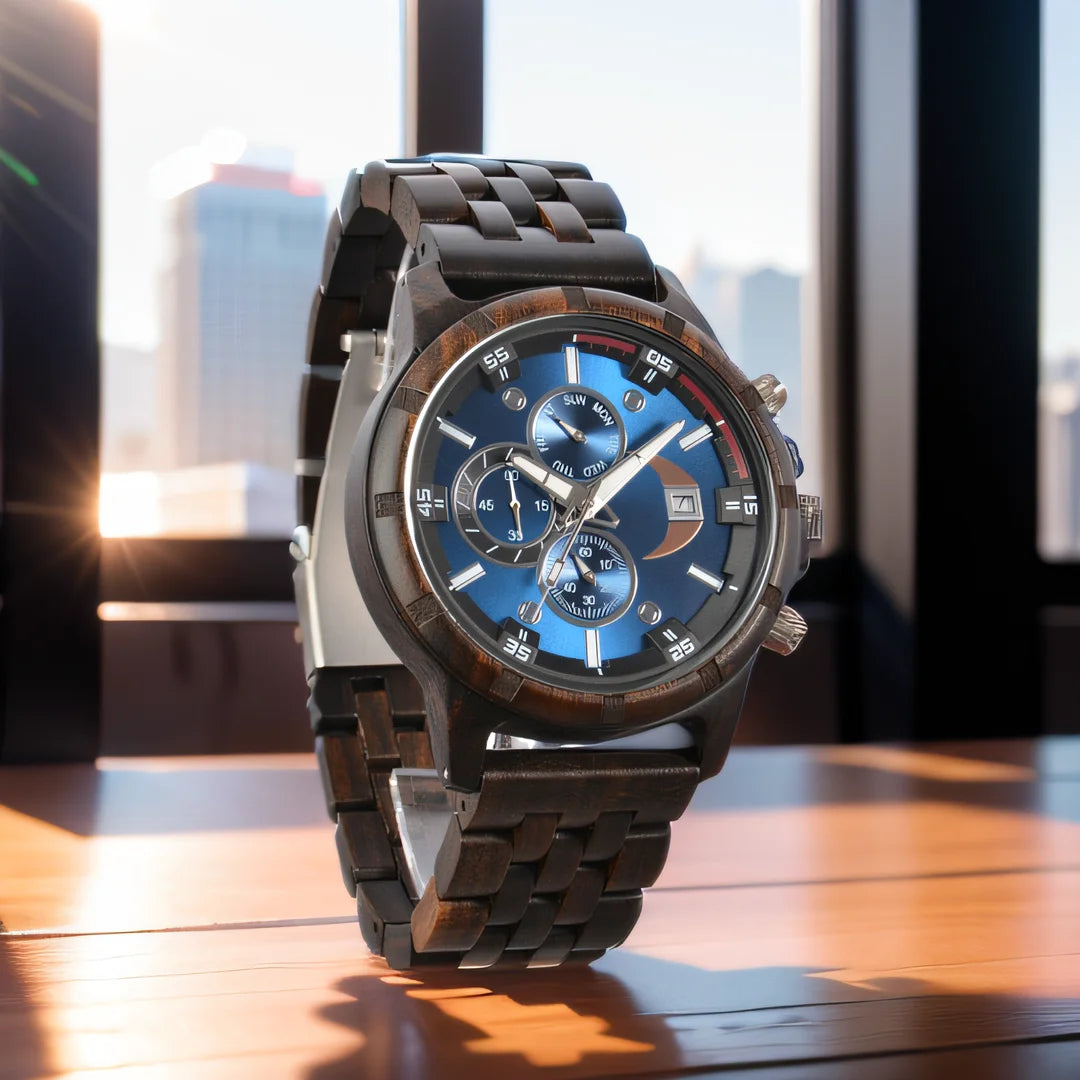 Wooden Mens Wristwatches Quartz Watch With Date And Week