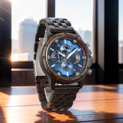 Wooden Mens Wristwatches Quartz Watch With Date And Week