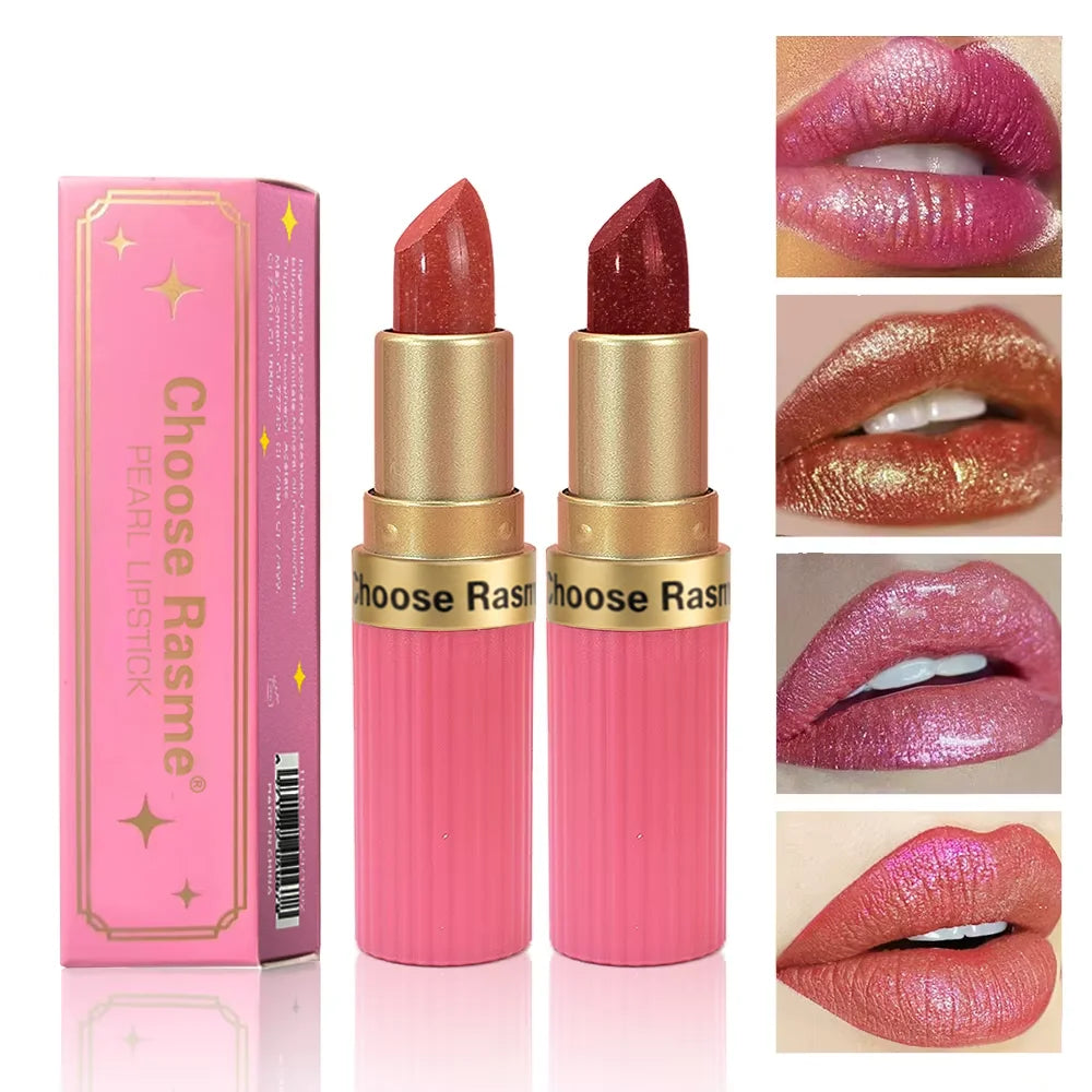 Pearlescent Pink Glitter Velvet Lipstick Waterproof Long Lasting Matte Lip Color