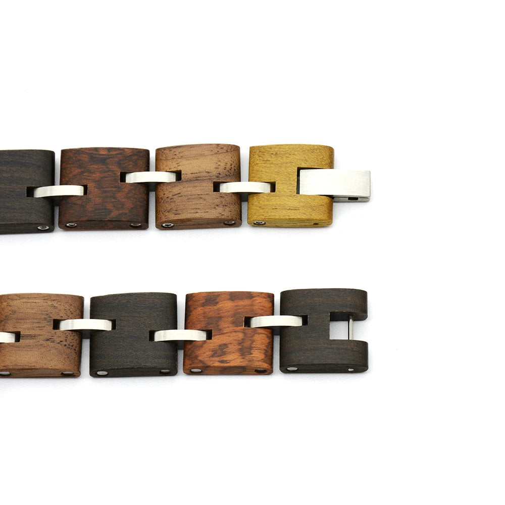 Wooden Stainless Steel Mens Bracelets Fashion Jewelry Gift