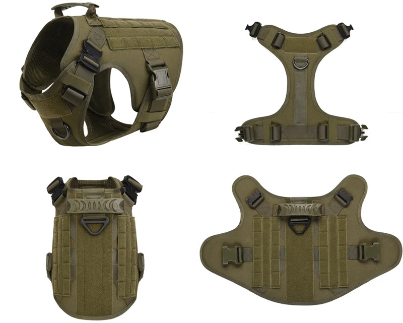 Military Tactical Dog Harness Vest And Leash Set For All Breeds Training