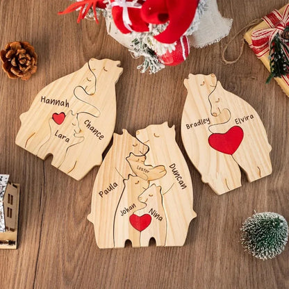 Personalized Name Wooden Bear Family Puzzle Home Decor Gift for Baby Mom