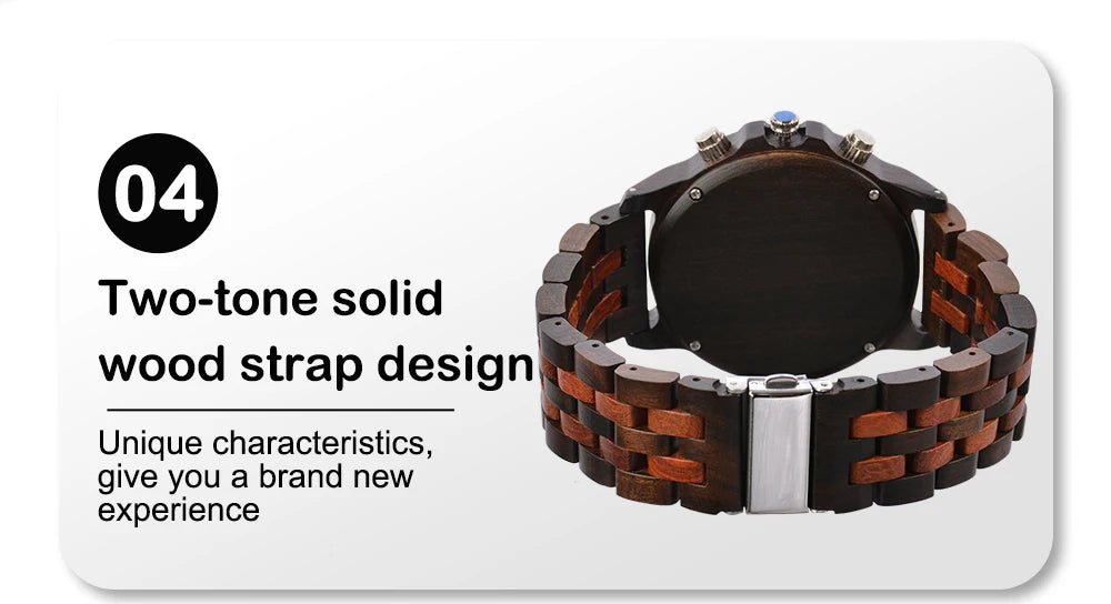 Wooden Mens Wristwatches Quartz Watch With Date And Week