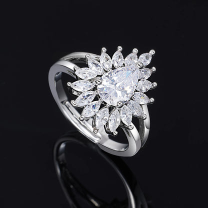 Trendy 4 Piece Water Drop Necklace Earrings Ring Bracelet Wedding Jewelry Set For Women Zircon Crystal Dubai Bridal Gift