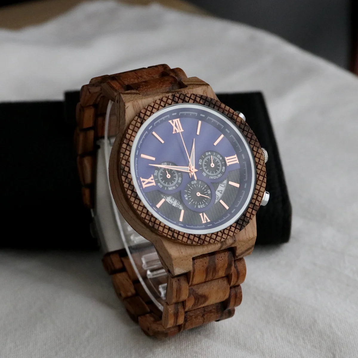 Men's Fashion Wooden Watch Multifunction Quartz Wristwatch