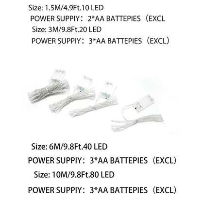 LED Battery Powered String Lights Waterproof Fairy Lights For Bedroom Garden