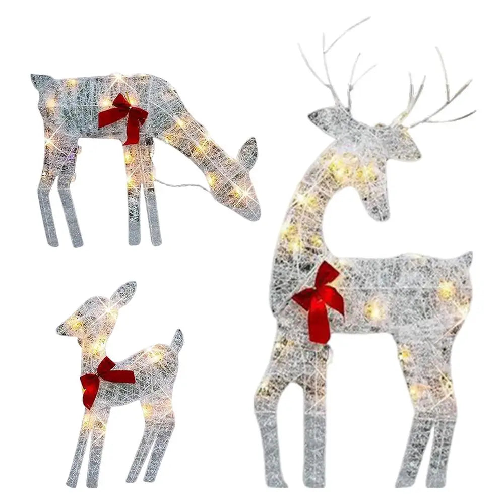 Led Light Iron Art Elk Deer Lighted Christmas Glow Reindeer Xmas Garden Decor