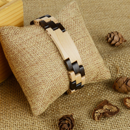 Adjustable Natural Wooden Mens Bracelet Brown Wood Vintage