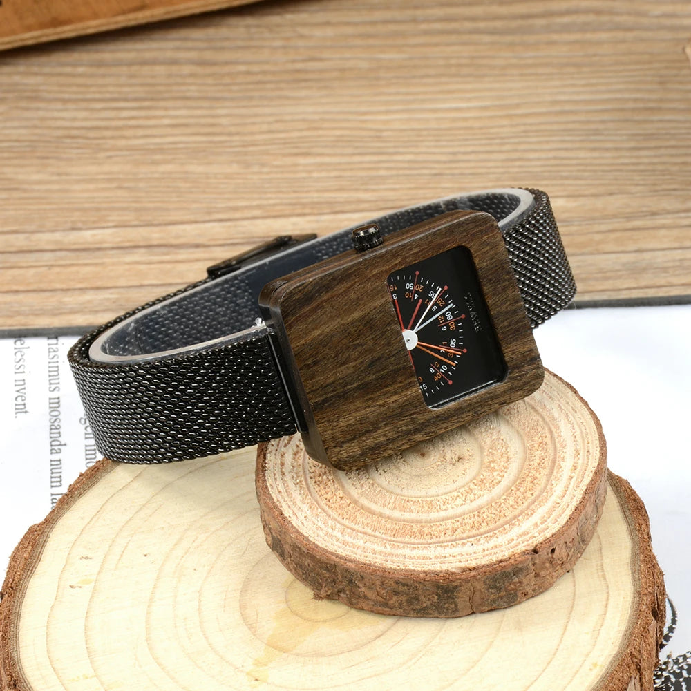 Square Ladies Quartz Watch Stainless Steel Timepiece