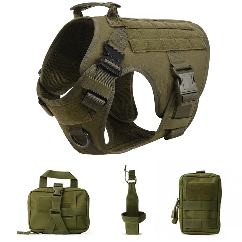 Military Tactical Dog Harness Vest And Leash Set For All Breeds Training