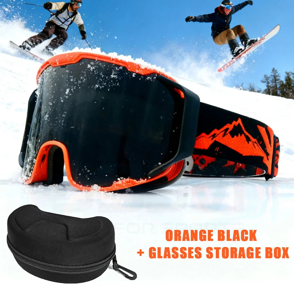 JSJM Double Layer Anti Fog Ski Goggles UV400 Protection for Snowboard Snowmobile