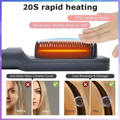 Hair Straightener Brush Electric Hot Comb For Dry And Wet Hair Curly Styling