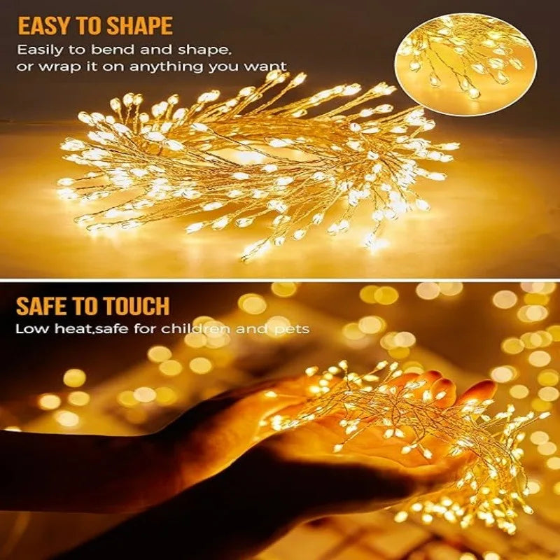 50 100 200 LED Firecracker Firefly Lights With Remote Waterproof String Lights