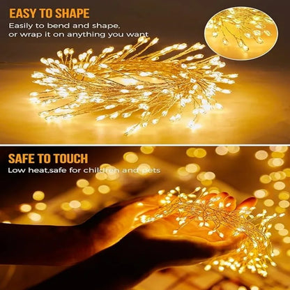 50 100 200 LED Firecracker Firefly Lights With Remote Waterproof String Lights