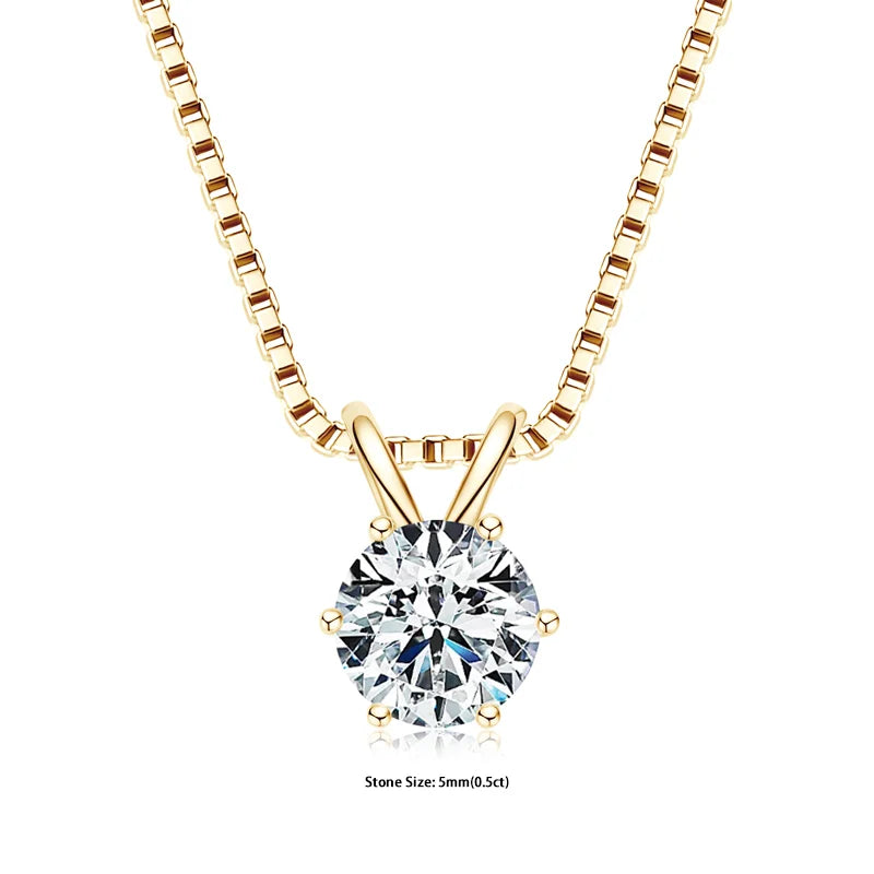 RAPRGOLD Certified Moissanite Pendant Necklace 0.5 To 5ct S925 Sterling Silver