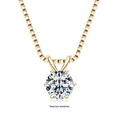 RAPRGOLD Certified Moissanite Pendant Necklace 0.5 To 5ct S925 Sterling Silver