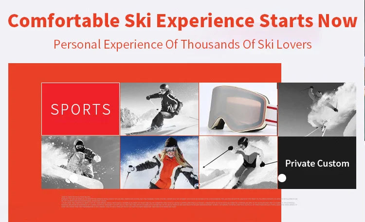 JSJM Double Layer Anti Fog Ski Goggles UV400 Protection for Snowboard Snowmobile