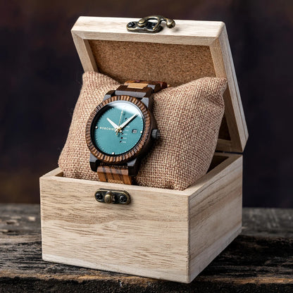 Bobo Bird Stylish Wooden Mens Watch Week And Date Display
