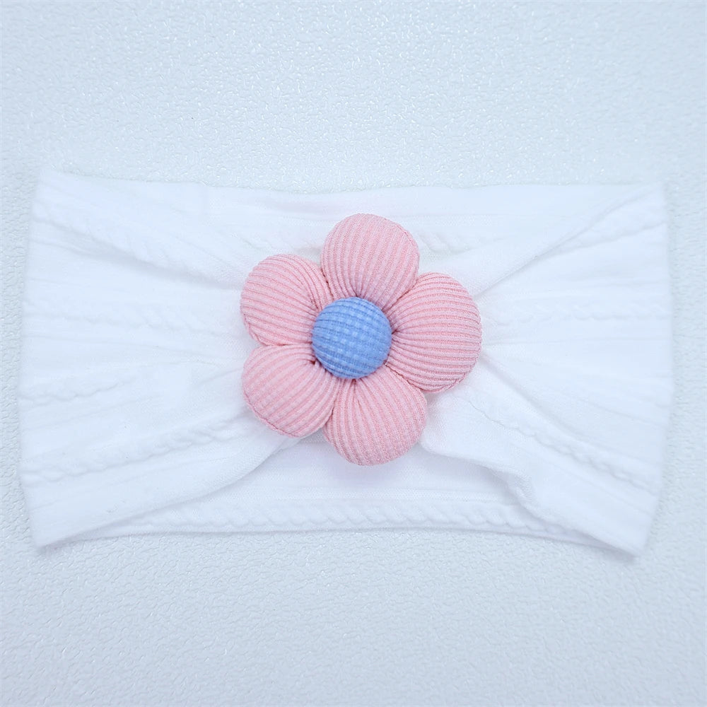 Newborn Baby Flower Nylon Headband For Girls Turban Style Hair Accessories