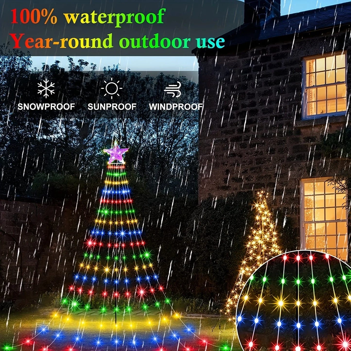 200 280 LED Star Waterfall Lights USB Powered With Remote Control 8 Modes