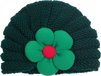 European American Winter Baby Beanie Knitted Flower Hat For Infants